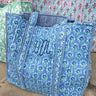 Quilted Block-Print Tote Bag