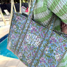 Quilted Block-Print Tote Bag