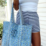 Quilted Block-Print Tote Bag