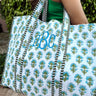 Quilted Block-Print Tote Bag