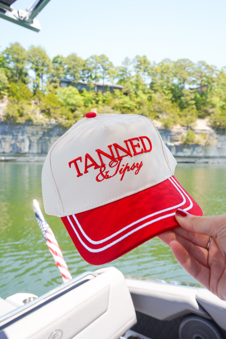 Tanned &amp; Tipsy - Red Vintage Trucker Hat
