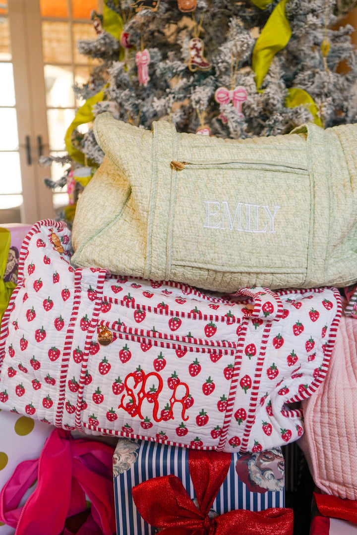 Quilted Block-Print Duffel Bag