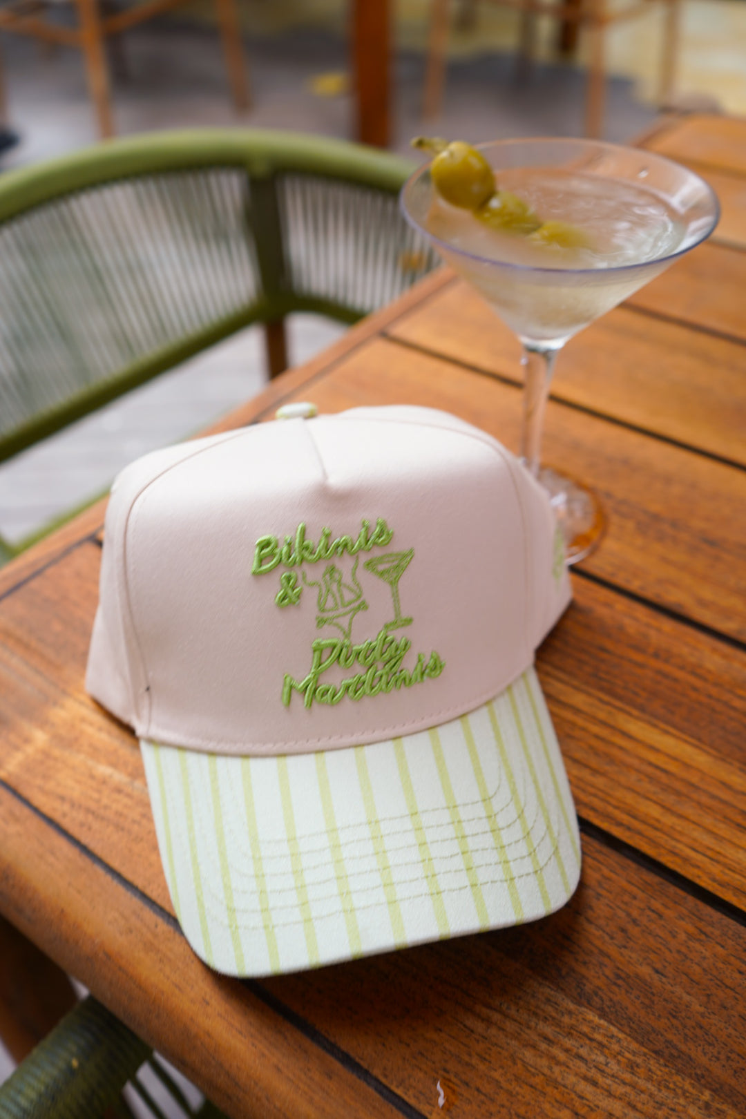 Bikinis &amp; Dirty Martinis - Green Stripe Trucker Hat