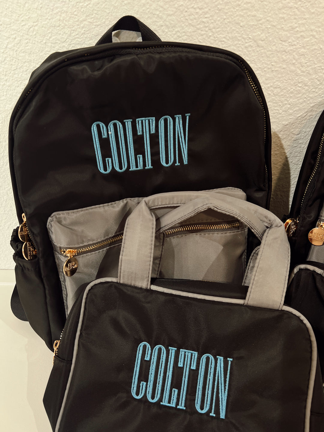Black + Grey Colorblock Backpack PLAIN NO EMBROIDERY