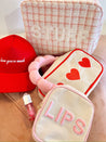 3 Red Hearts - Canvas Medium Bag w Red Trim
