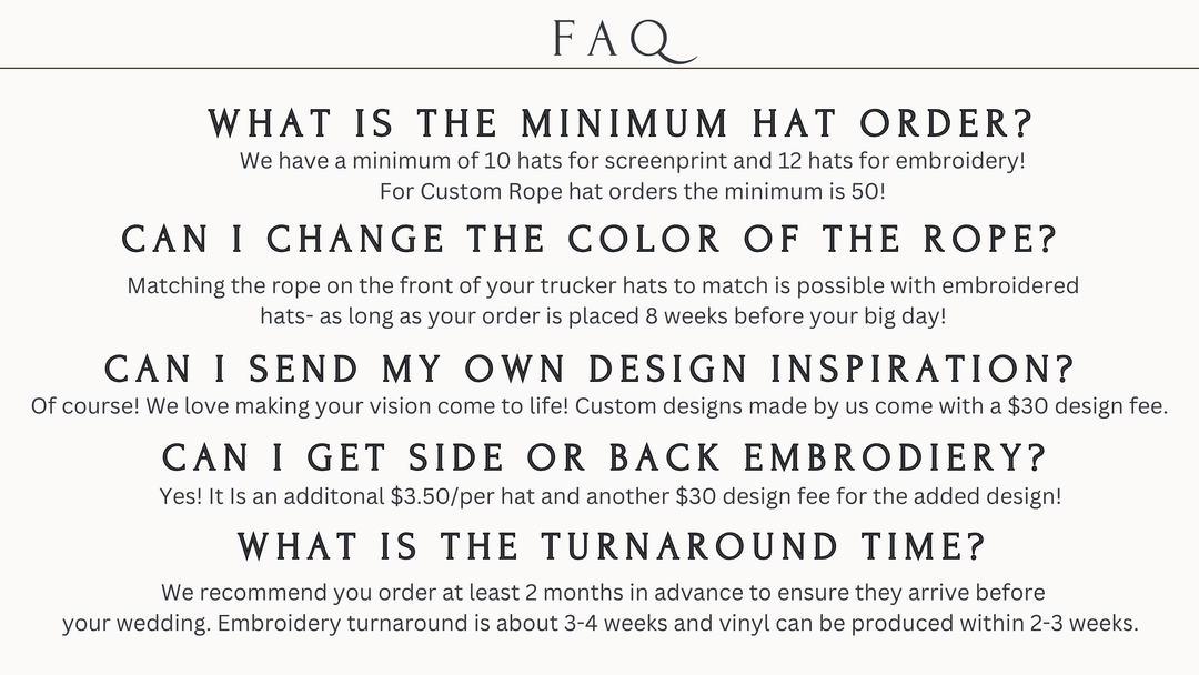 Custom Trucker Hat - Bulk (25+) For Weddings / Events