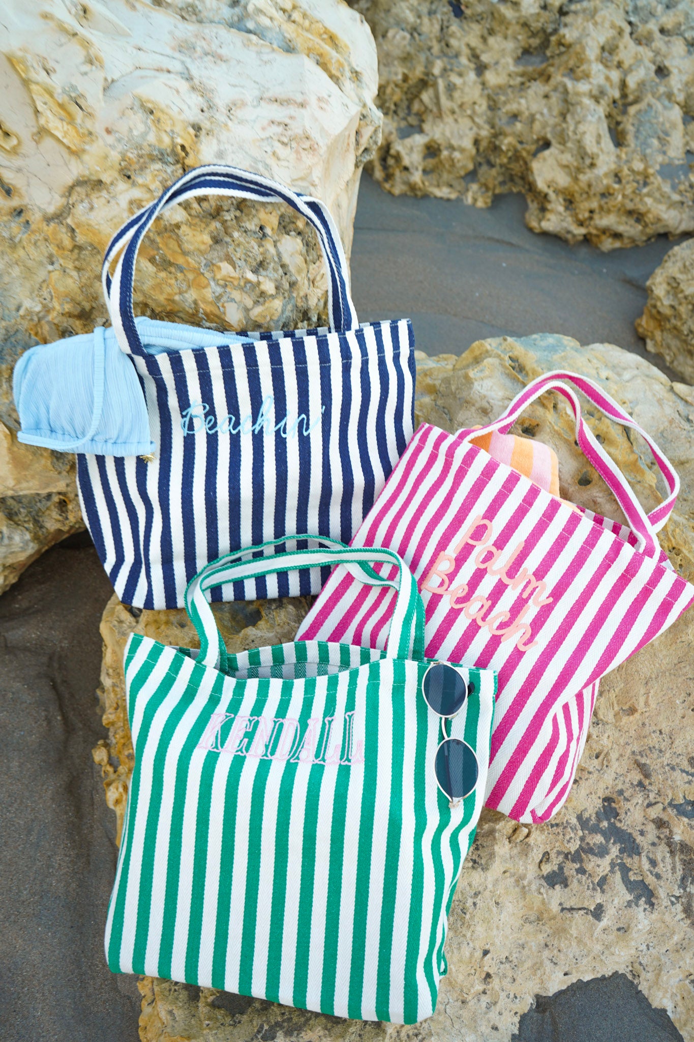 Harbor Canvas Striped Tote – KenzKustomz