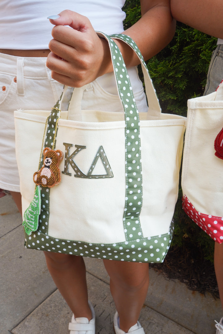Sorority Greek Mini Polka Dot Canvas Tote