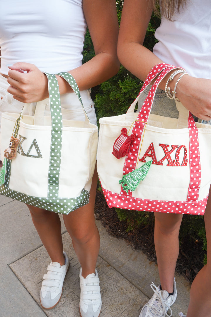 Sorority Greek Mini Polka Dot Canvas Tote