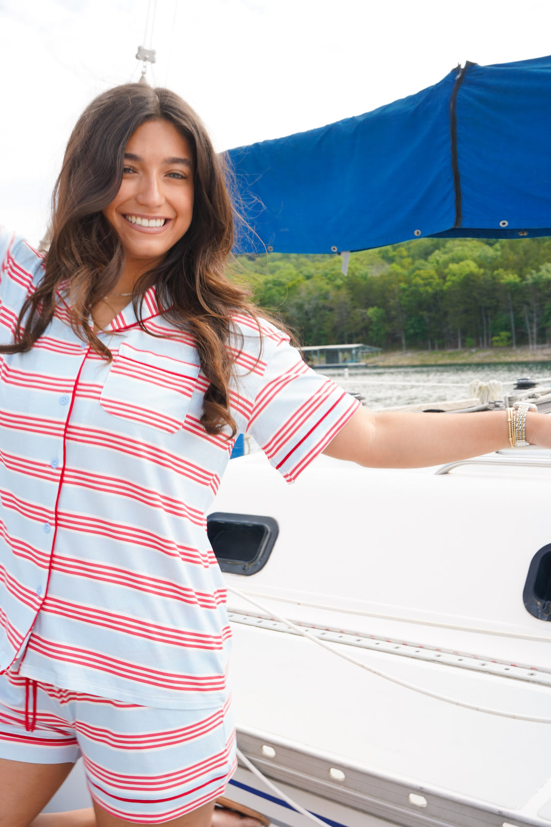 Americana Ribbed Bamboo Short Pajama Set