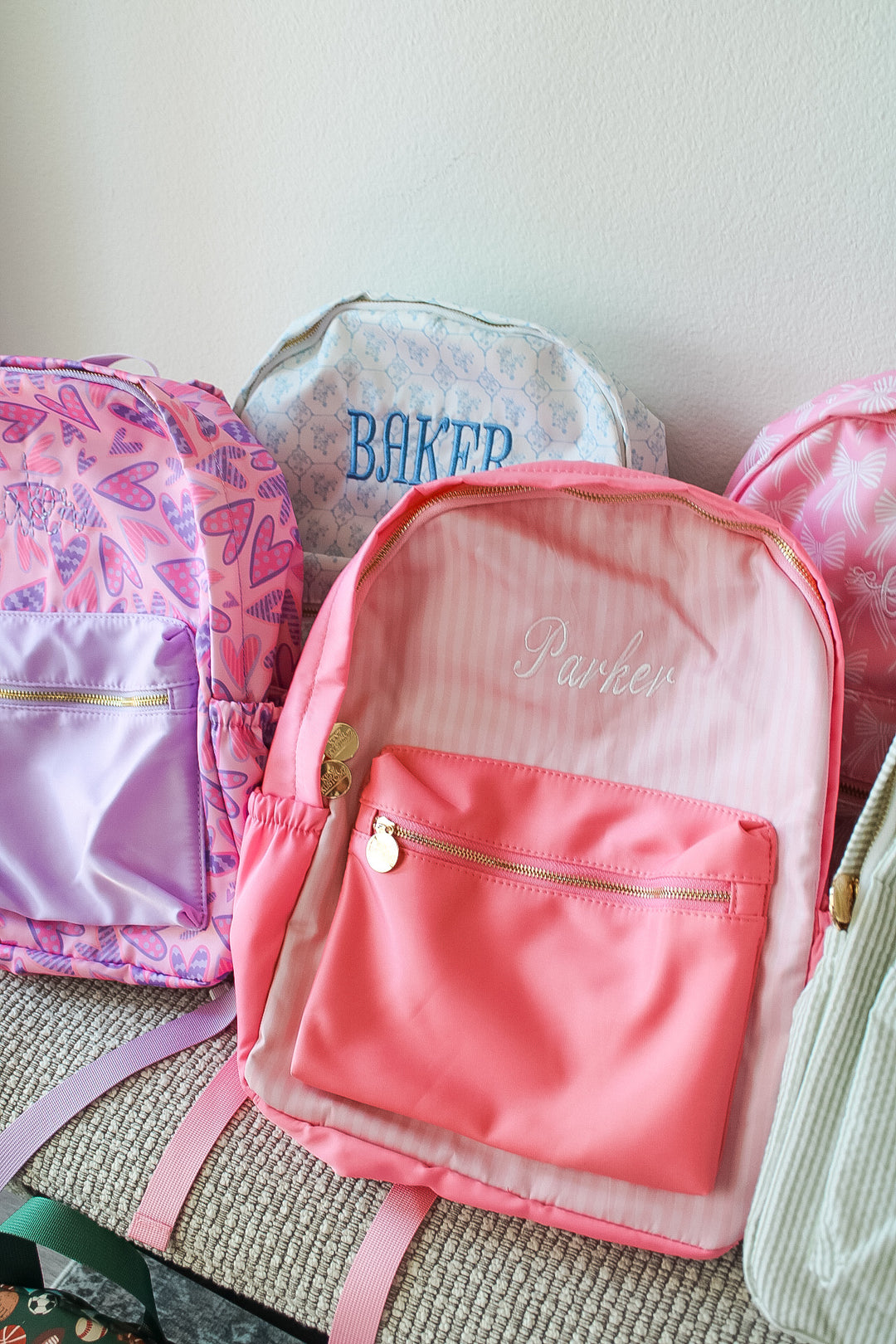 Pink Stripe Backpack -PLAIN NO EMBROIDERY