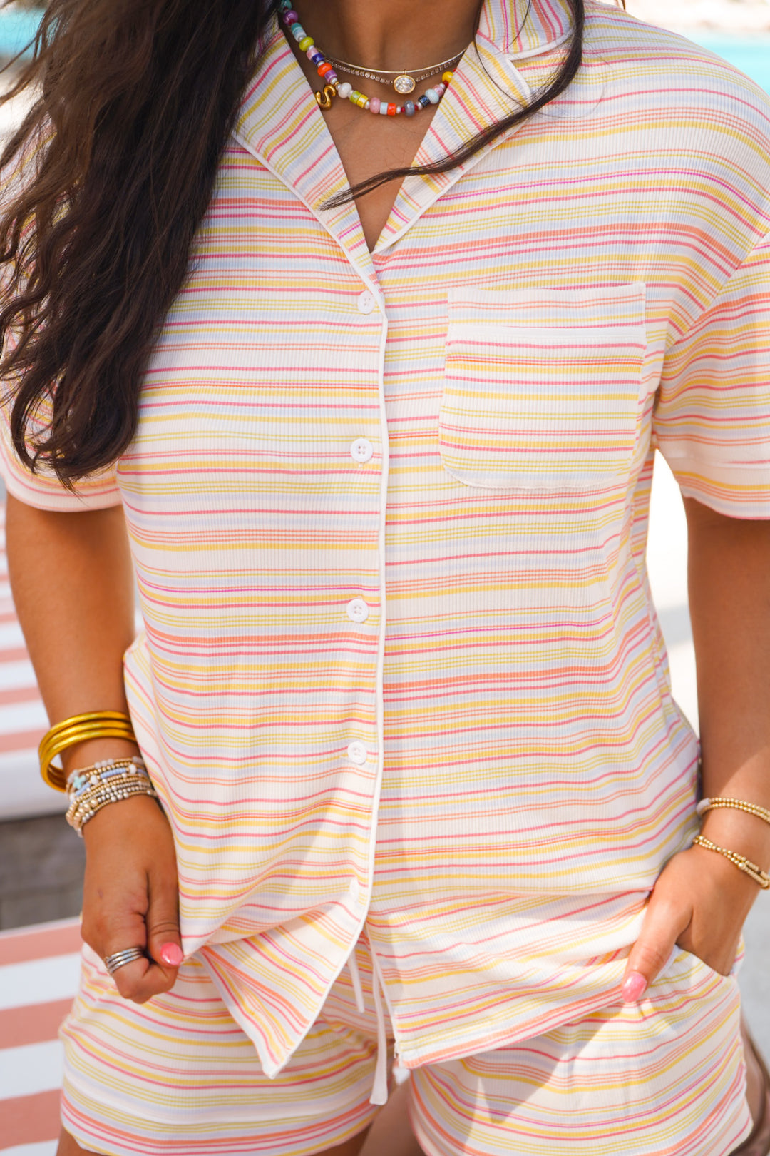 Pool Party Ribbed Bamboo Short Pajama Set