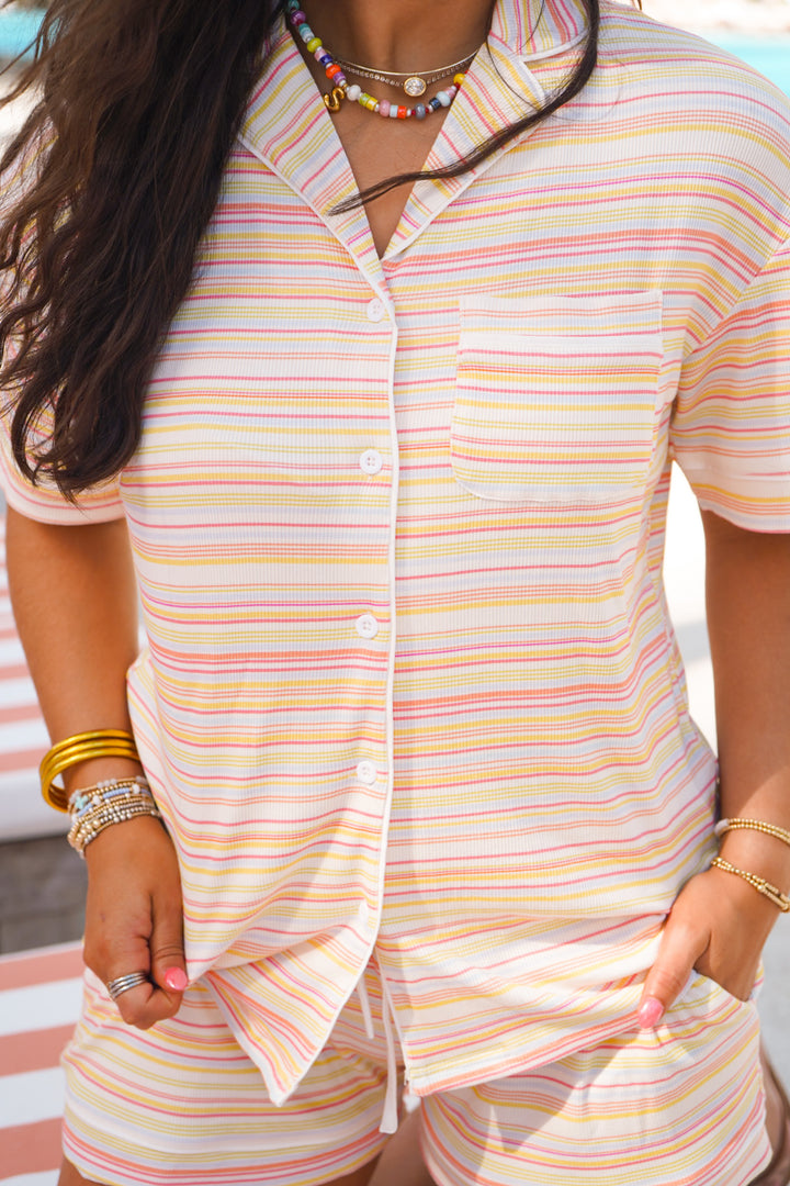 Pool Party Ribbed Bamboo Short Pajama Set