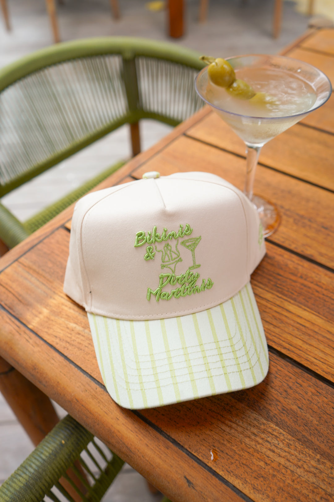 Bikinis &amp; Dirty Martinis - Green Stripe Trucker Hat