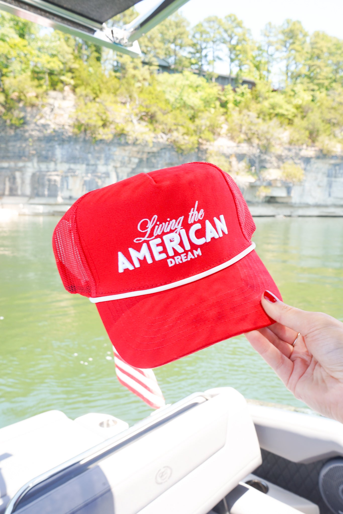 Living the American Dream - Red Vintage Trucker Hat – KenzKustomz