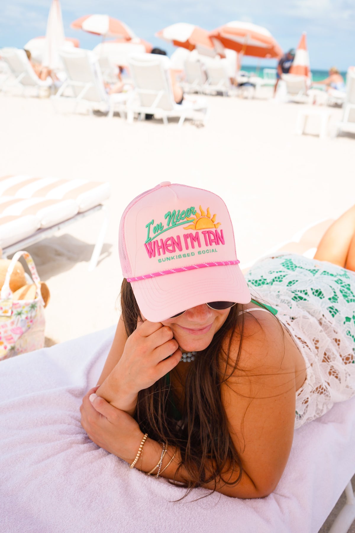 Embroidered Vintage Trucker Hat with Adjustable Snapback - I\'m Nicer When I\'m I main image 4