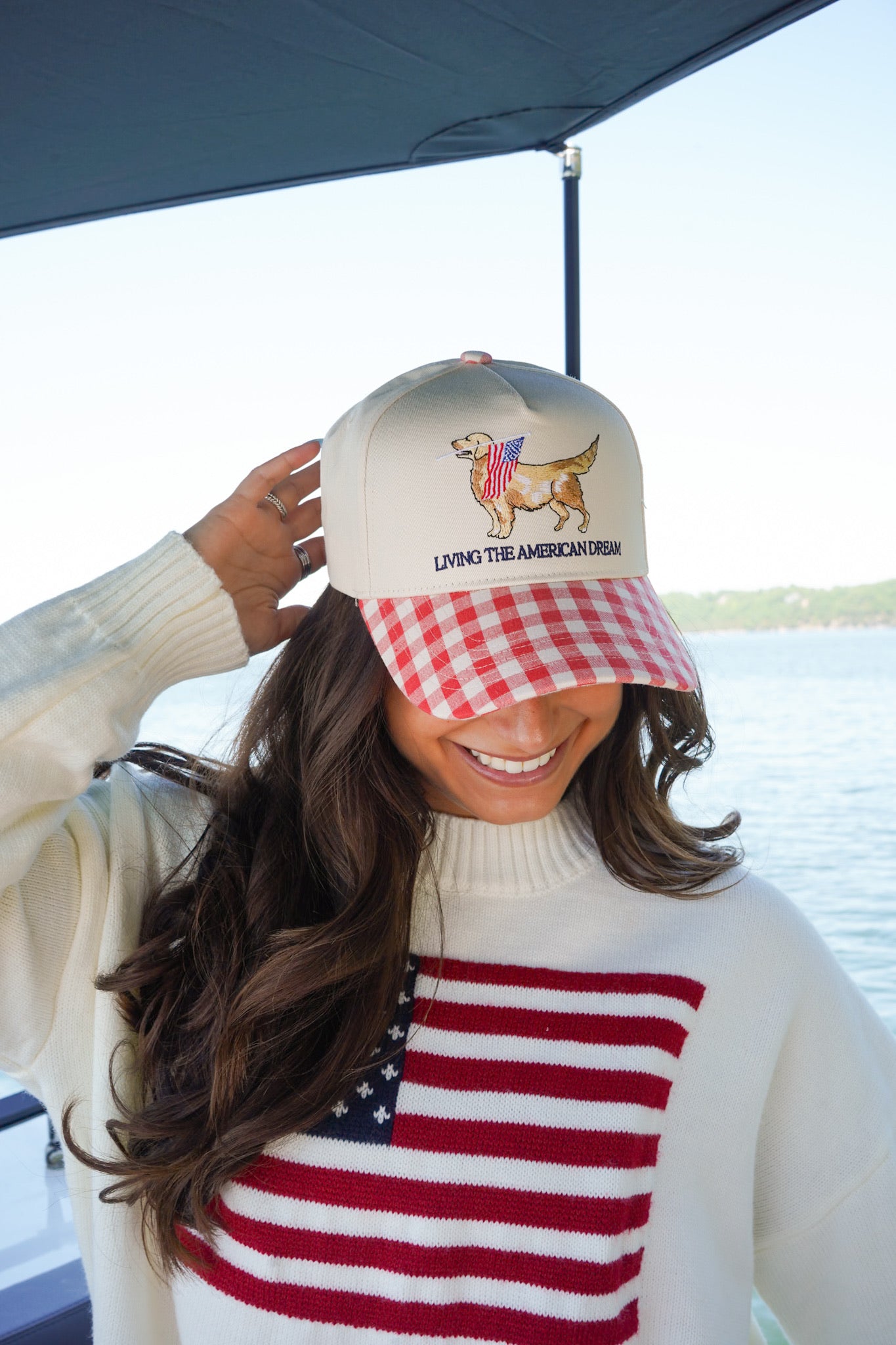 Living The American Dream - Red Gingham Hat – KenzKustomz
