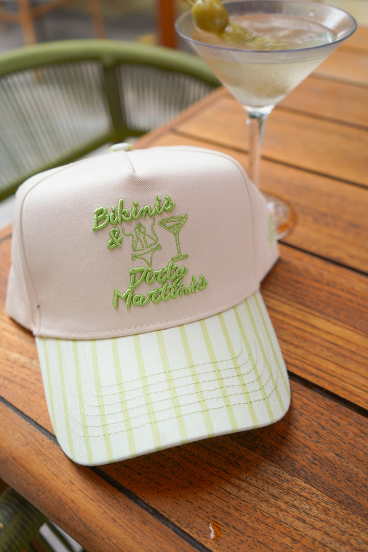 Bikinis &amp; Dirty Martinis - Green Stripe Trucker Hat