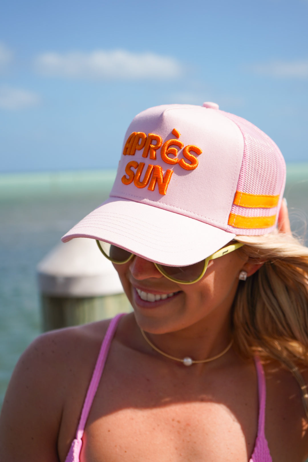 Apres Sun - Pink Canvas Trucker Hat - PREORDER