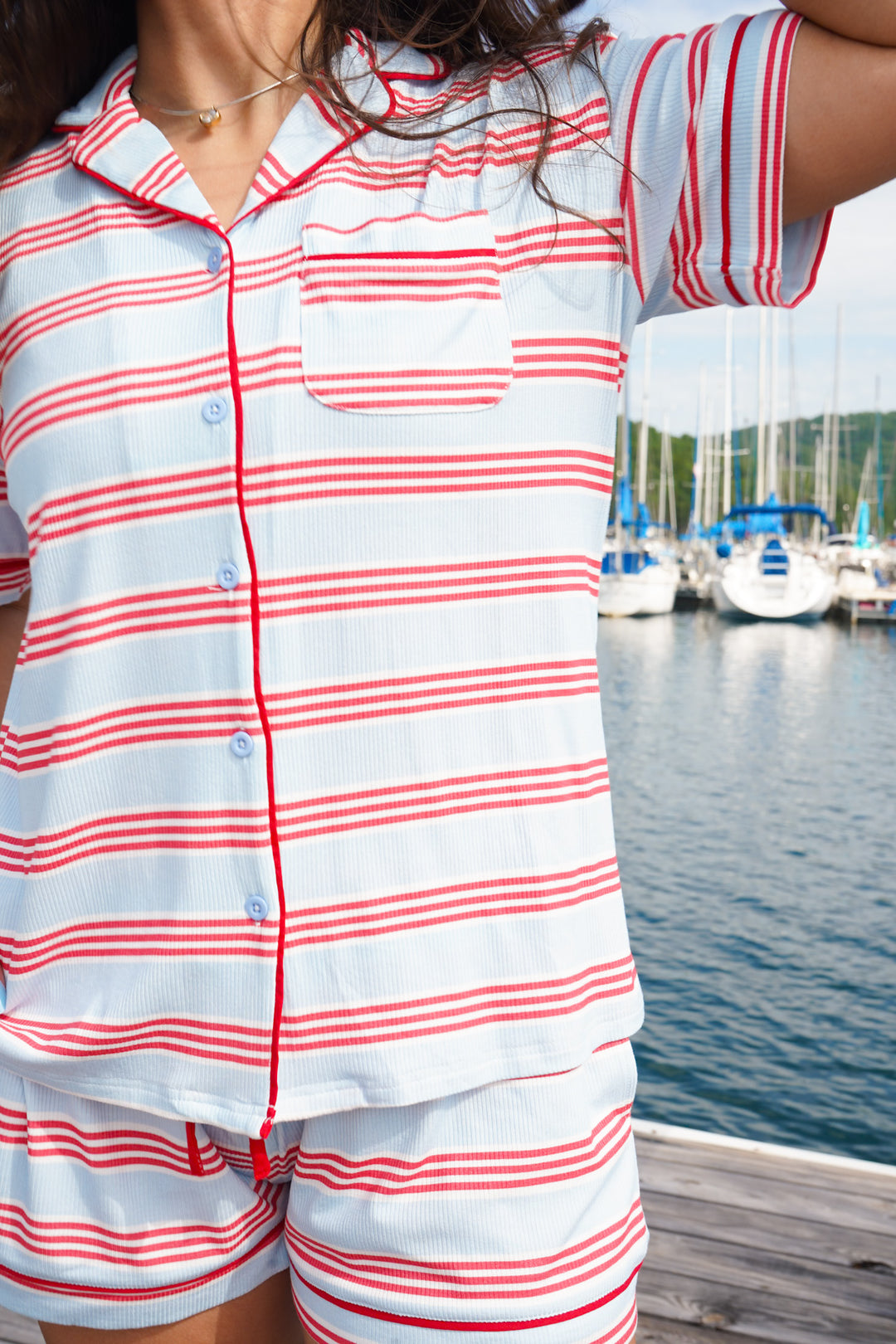Americana Ribbed Bamboo Short Pajama Set