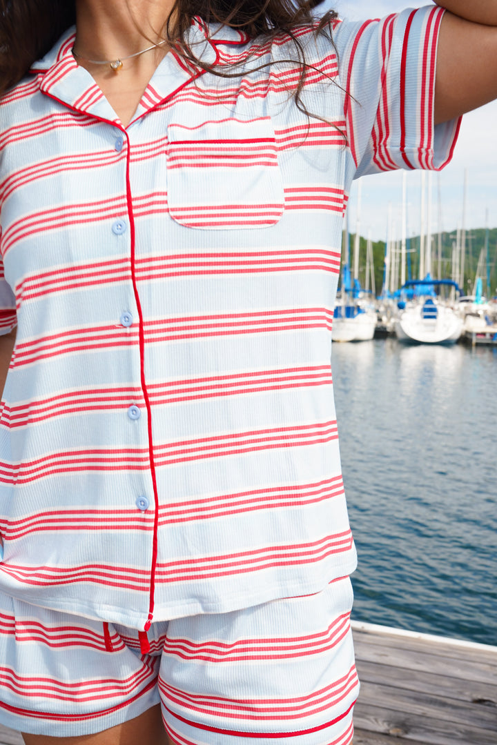 Americana Ribbed Bamboo Short Pajama Set