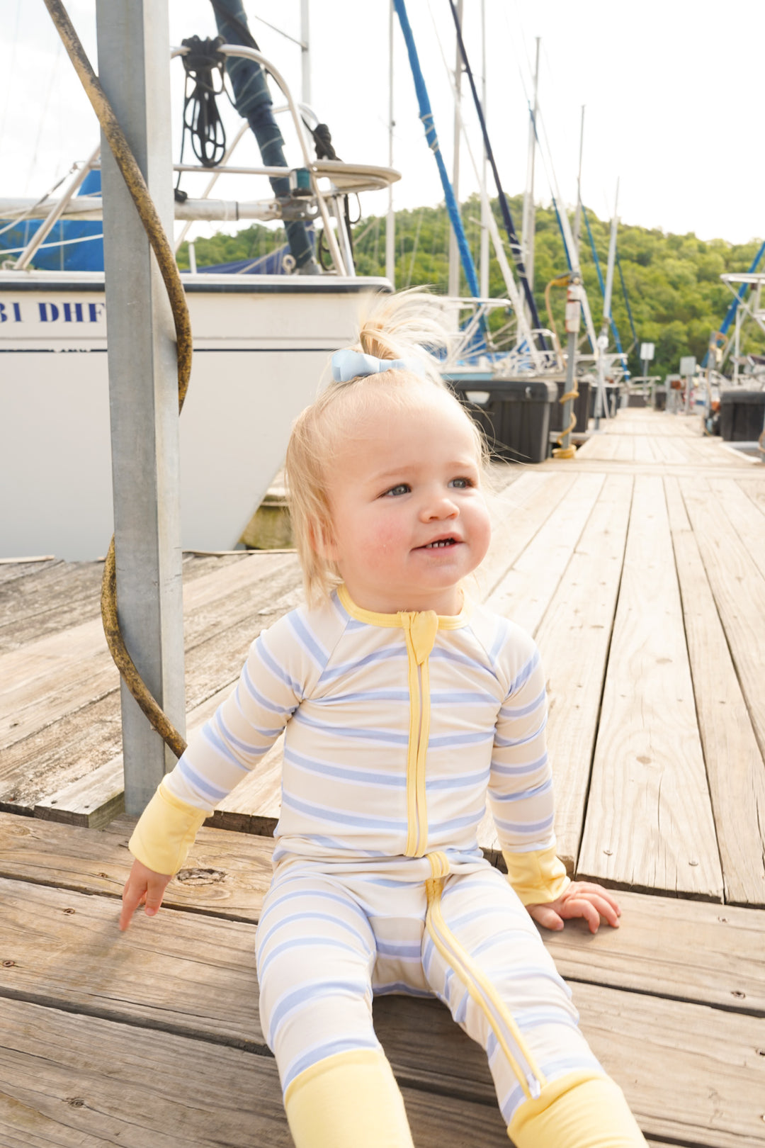 Butter &amp; Blue Stripes - Bamboo Sleeper
