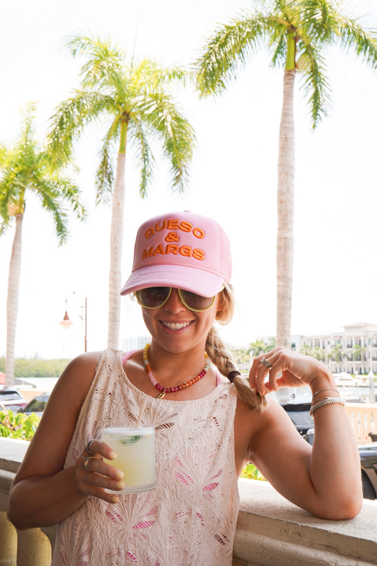 Queso and Margs - Pink Foam Trucker Hat – KenzKustomz display picture 1