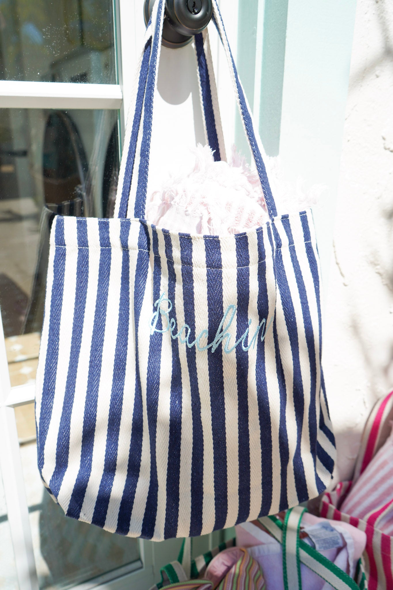 Harbor Canvas Striped Tote – KenzKustomz