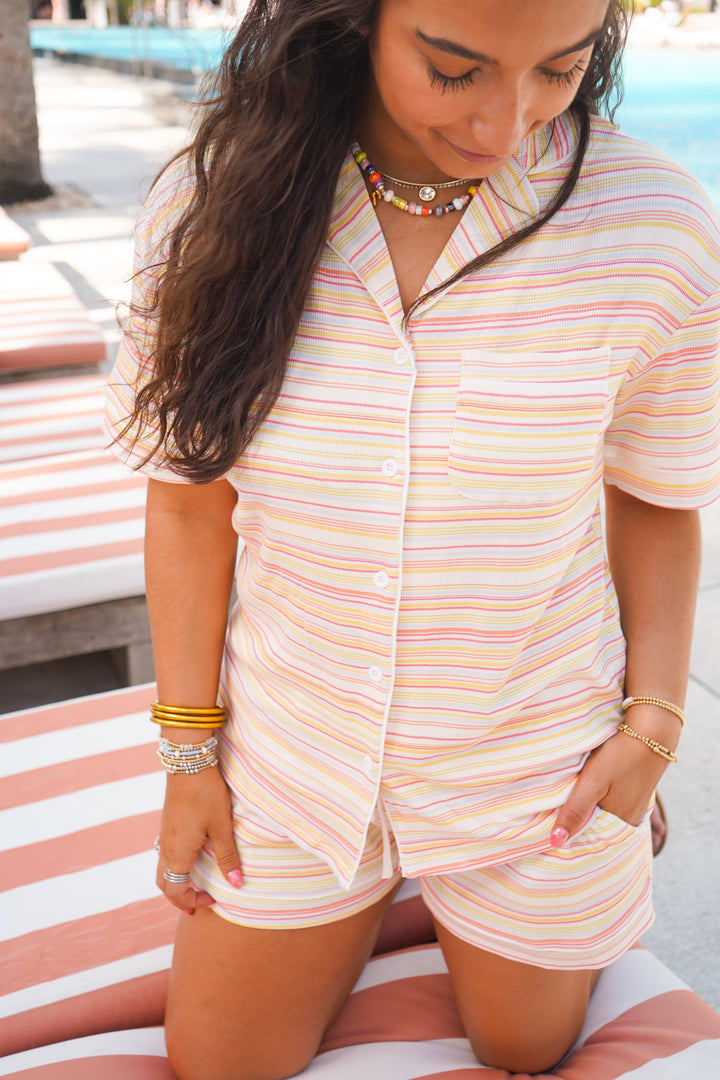 Pool Party Ribbed Bamboo Short Pajama Set