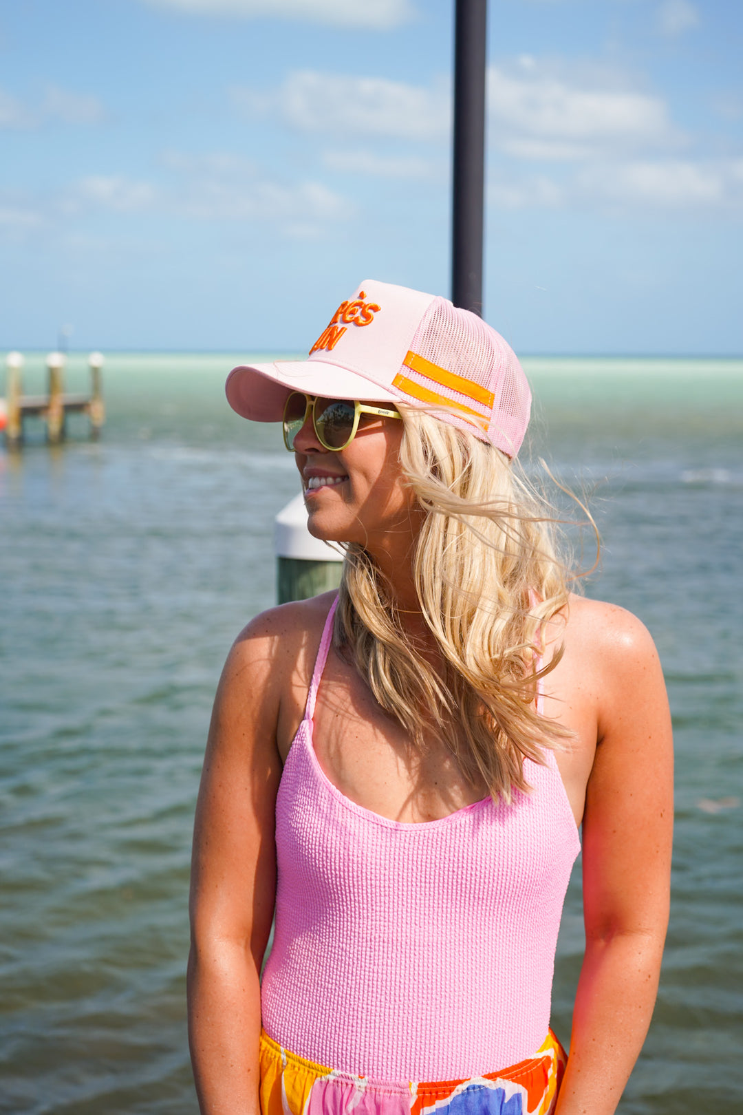 Apres Sun - Pink Canvas Trucker Hat - PREORDER