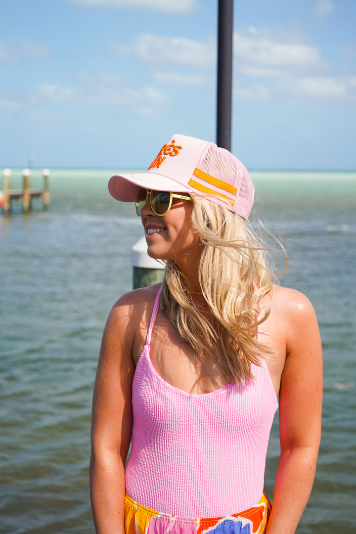 Apres Sun - Pink Canvas Trucker Hat - PREORDER