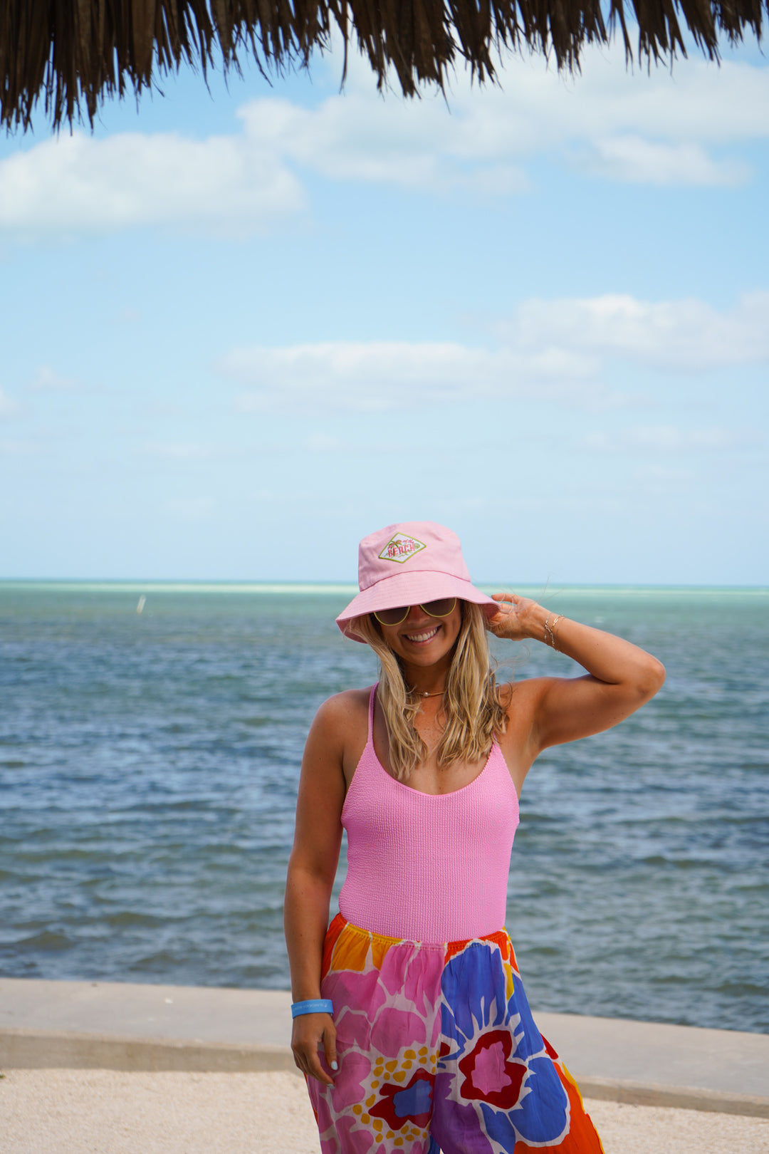 Meet me at the Beach Hat - Pink &amp; Green