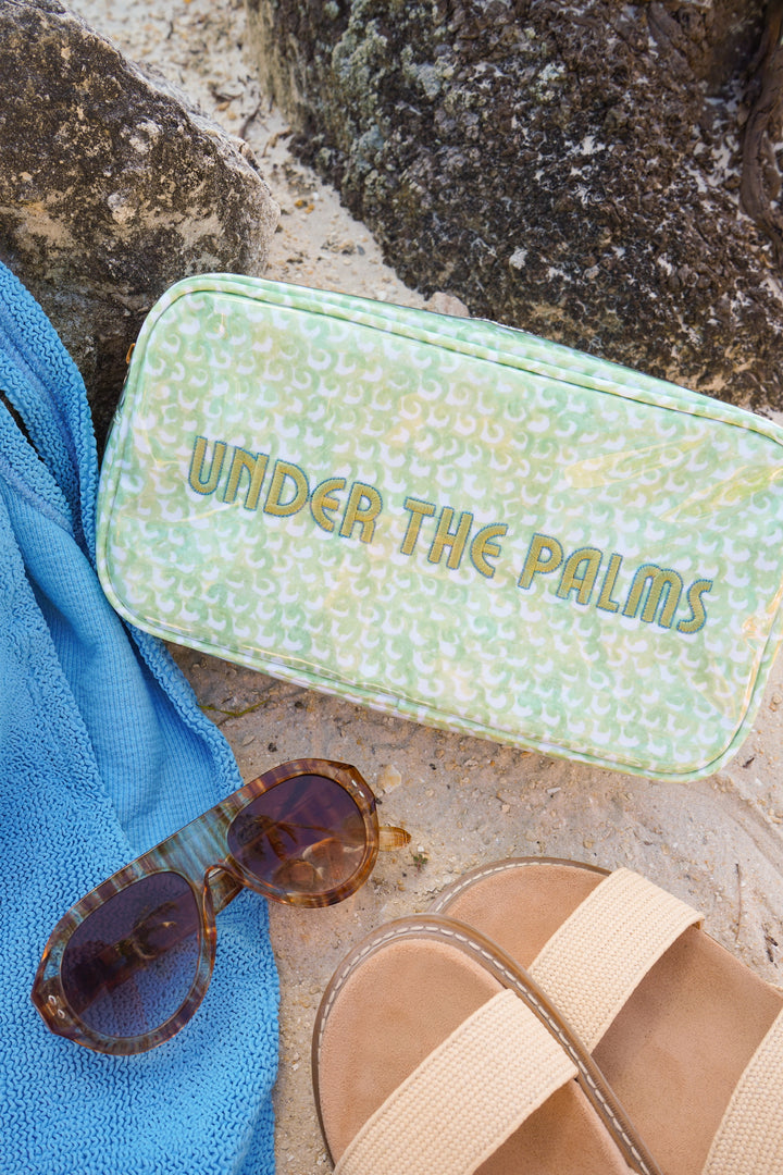 Under the Palms - Green Scallops Large Clear Coat Bag