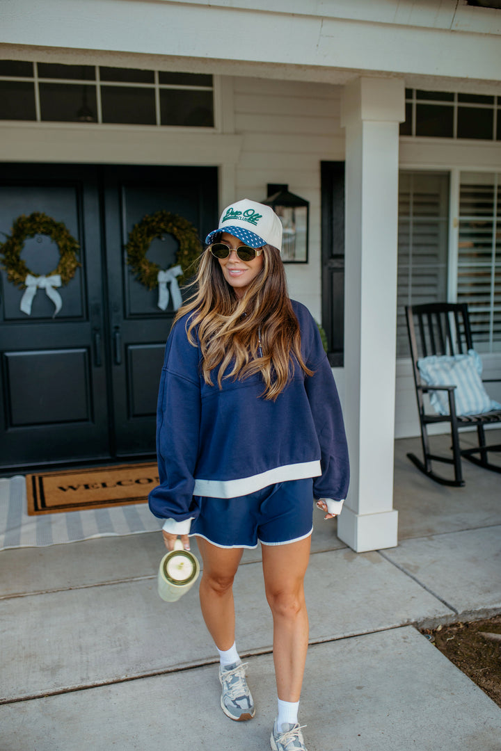 Drop Off Club - Navy Polka Dot Trucker Hat