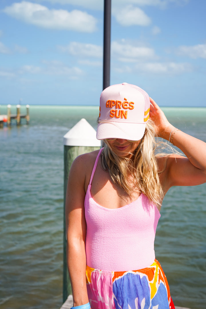 Apres Sun - Pink Canvas Trucker Hat - PREORDER