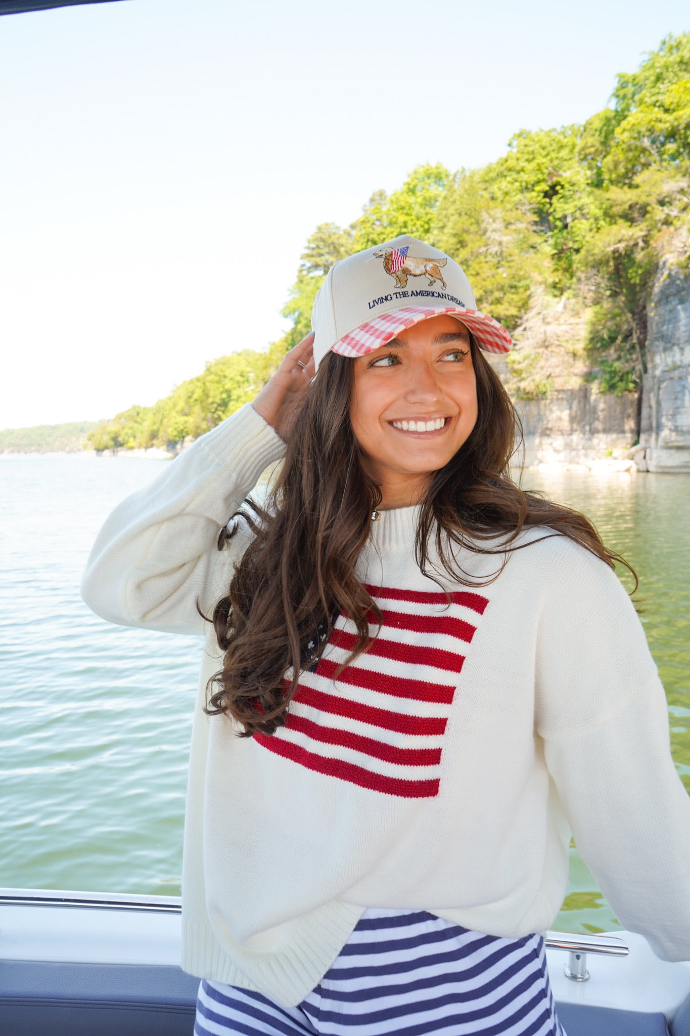 Living The American Dream - Red Gingham Hat – KenzKustomz