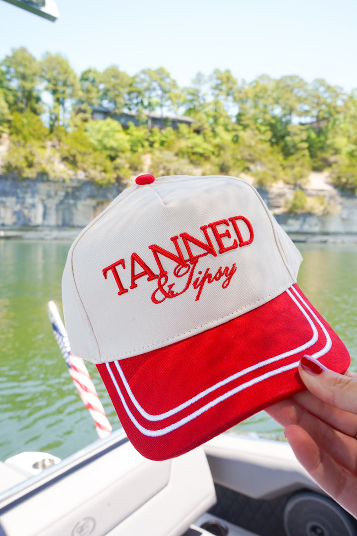 Tanned &amp; Tipsy - Red Vintage Trucker Hat