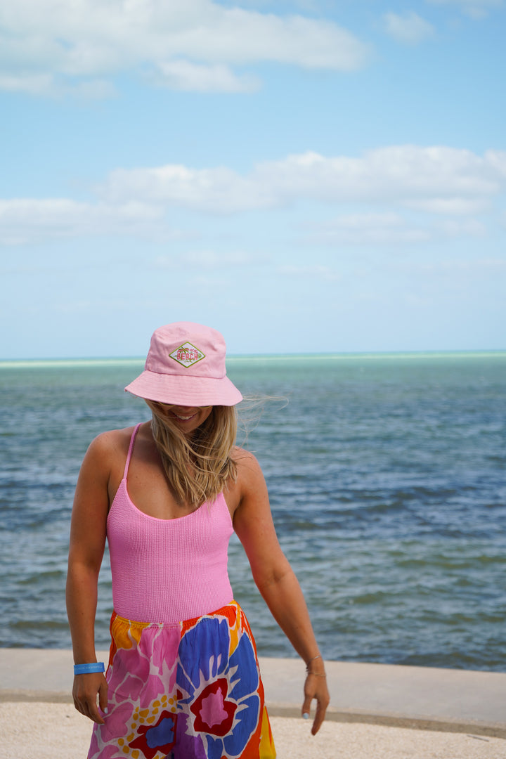 Meet me at the Beach Hat - Pink &amp; Green