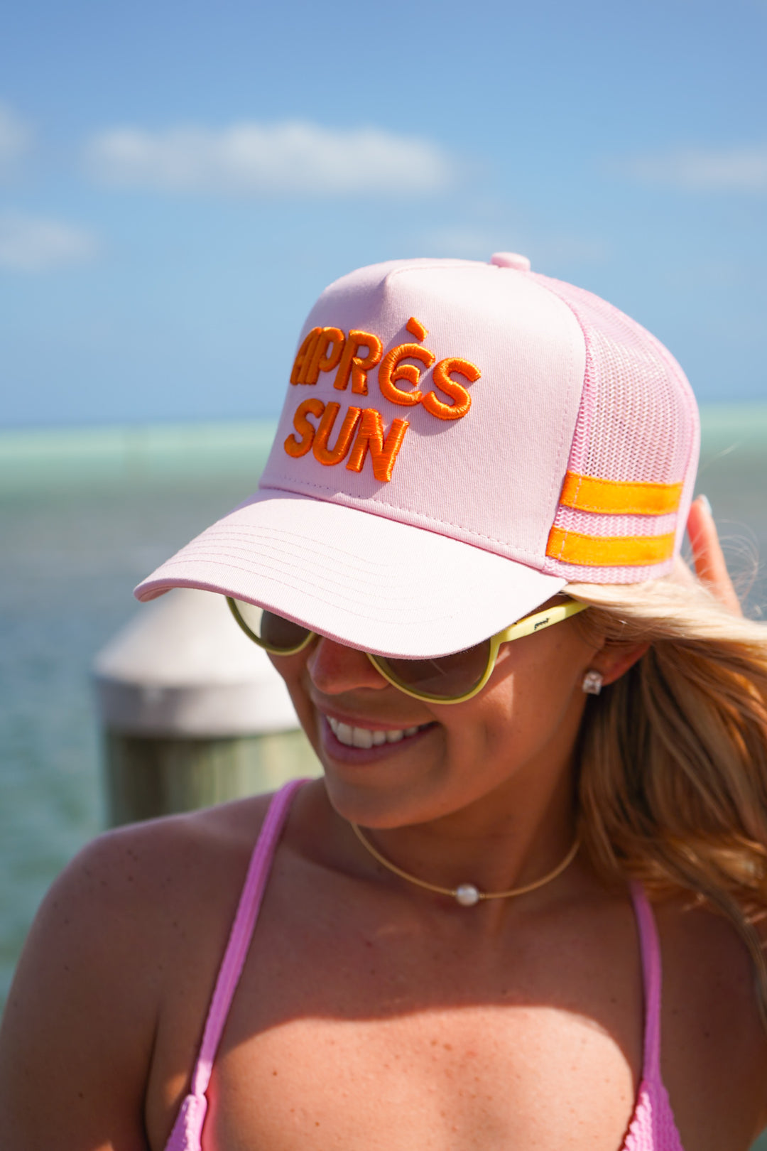 Apres Sun - Pink Canvas Trucker Hat - PREORDER