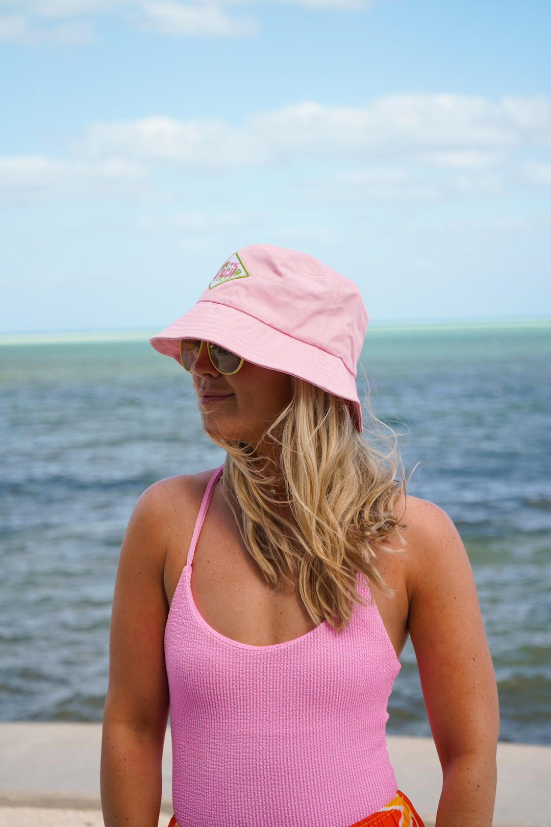 Meet me at the Beach Hat - Pink &amp; Green