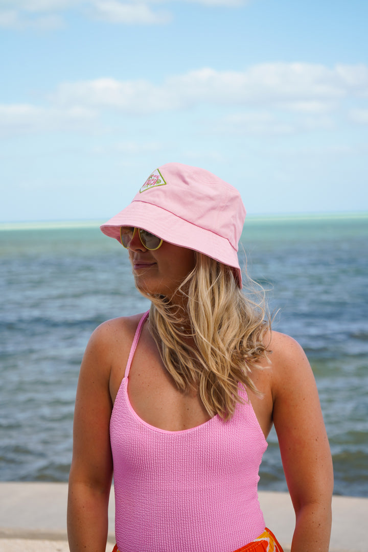 Meet me at the Beach Hat - Pink &amp; Green