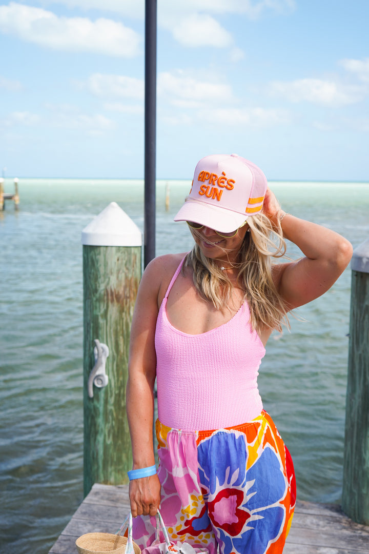 Apres Sun - Pink Canvas Trucker Hat - PREORDER