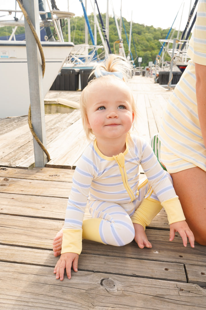 Butter &amp; Blue Stripes - Bamboo Sleeper