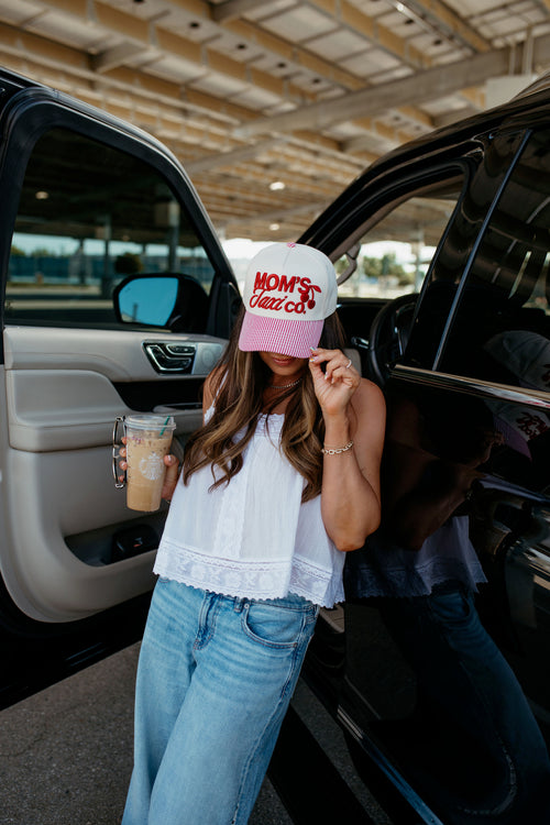 Mom's Taxi Co. - Red Stripe Trucker Hat