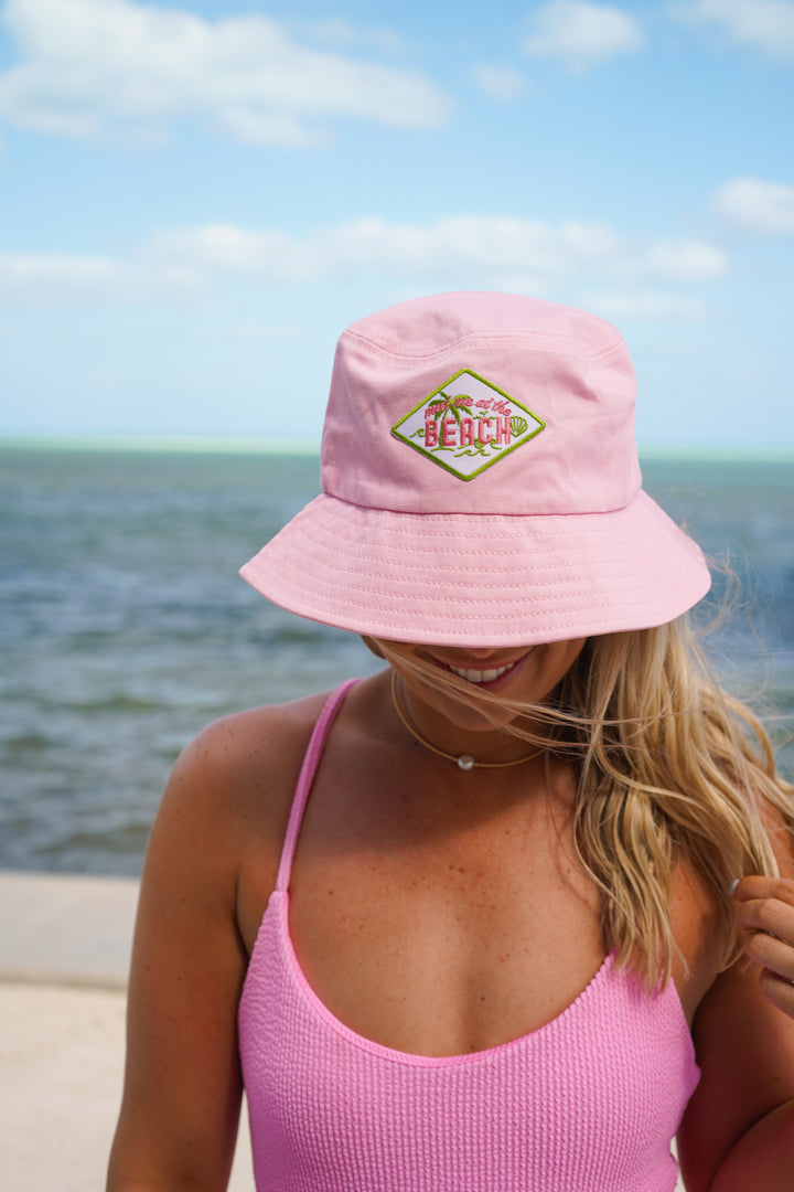 Meet me at the Beach Hat - Pink &amp; Green