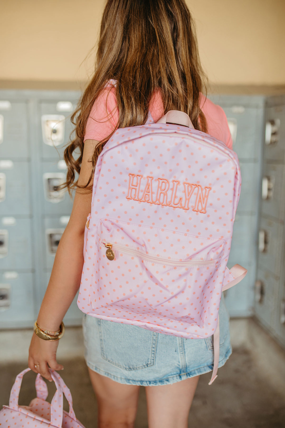 Pink &amp; Peach Polka Dot Backpack