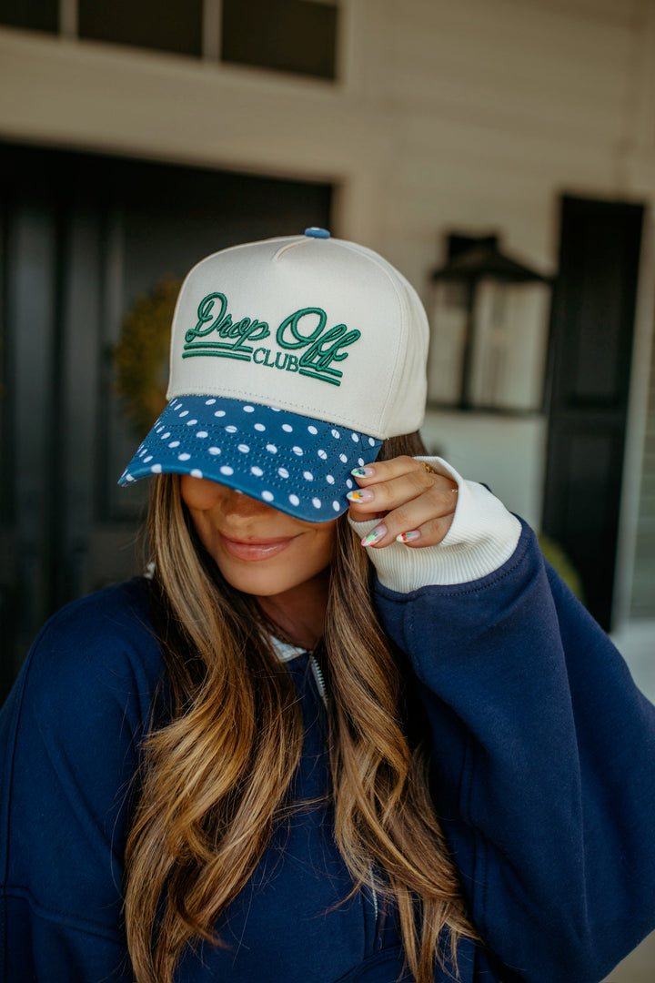 Drop Off Club - Navy Polka Dot Trucker Hat