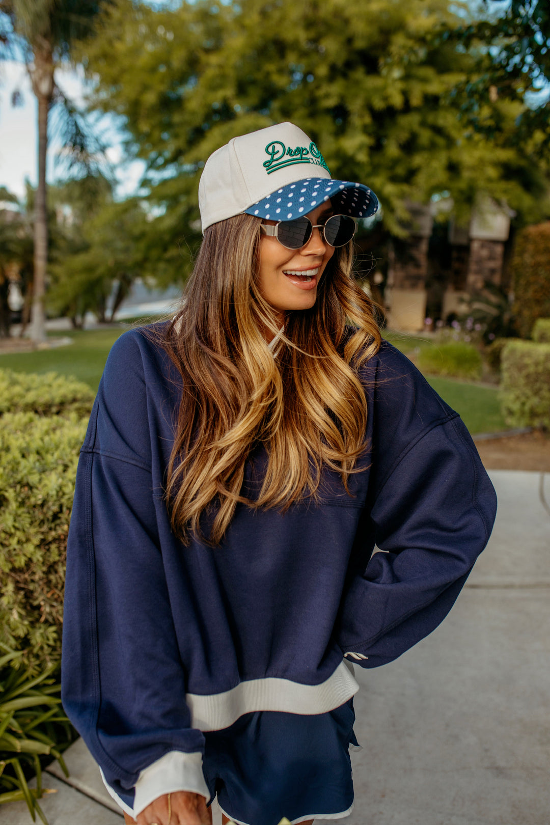 Drop Off Club - Navy Polka Dot Trucker Hat