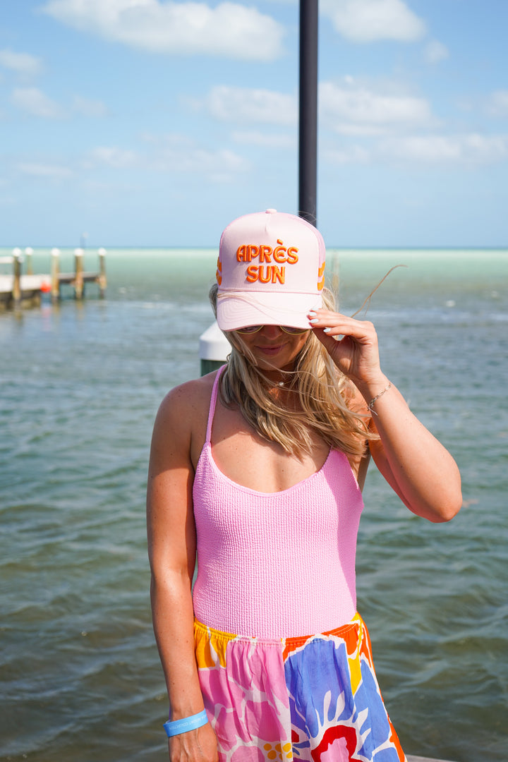 Apres Sun - Pink Canvas Trucker Hat - PREORDER