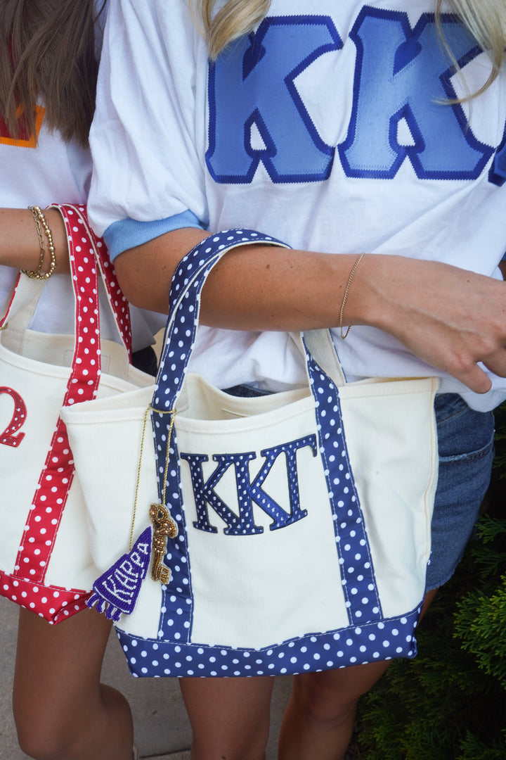 Sorority Greek Mini Polka Dot Canvas Tote